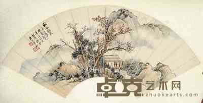 祁昆 秋壑听泉 镜心 20×53cm